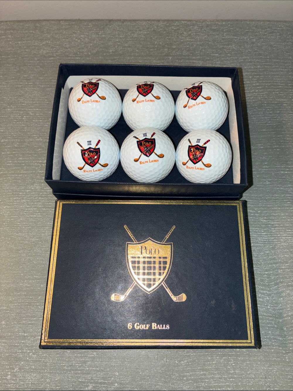 NIB VINTAGE POLO RALPH LAUREN 6 WHITE SURLYN 90 COMPRESSION GOLF BALLS BOX SET